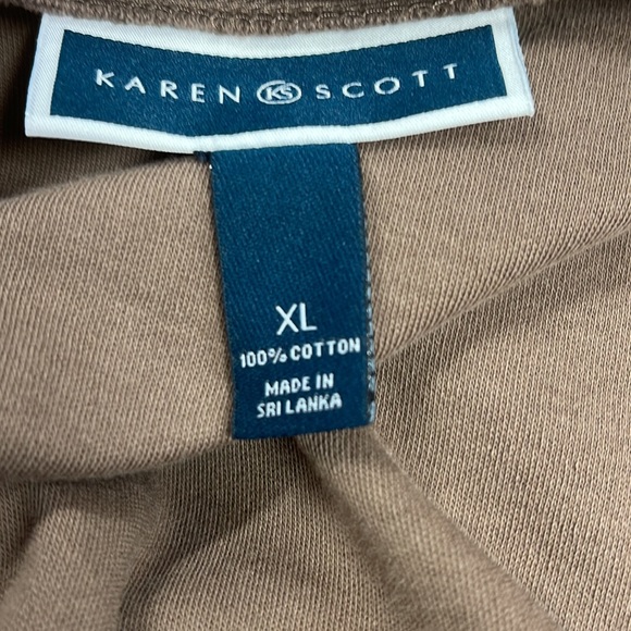 Karen Scott Brown V-Neck 3/4 Sleeve Top XL - Picture 6 of 7